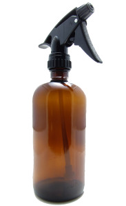 Empty Amber Glass Spray Bottle with Adjustable Black Trigger Sprayer by Emmi’s Essentials ~ DIY Green Cleaning Kit Contains 16 oz Refillable Container, Dropper and Decorative Label